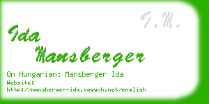 ida mansberger business card